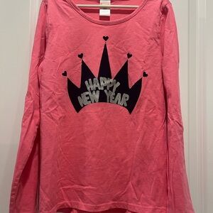 Gymboree Pink Long Sleeve Shirt with Happy New Year Crown